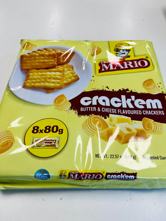 TRDP Mario Crack’em Butter & Cheese Flavoured Crackers 640g - 8 pack inside