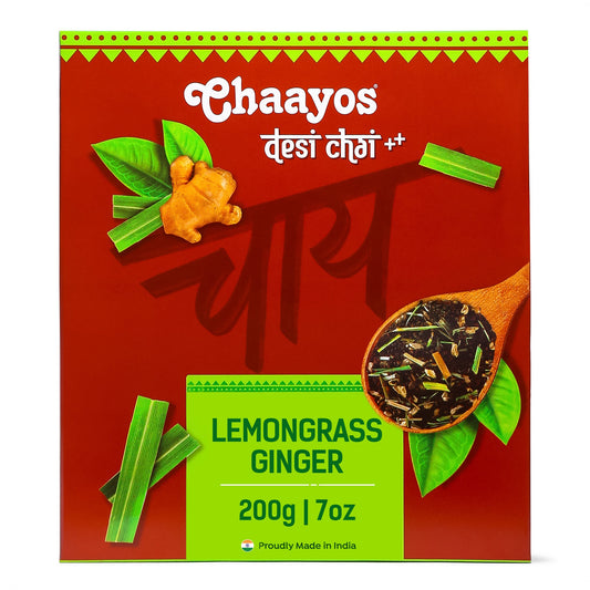 Chaayos Lemongrass Ginger Tea - Premium Ginger Chai Patti for Cough & Cold Remedy (100g) - 50Cups